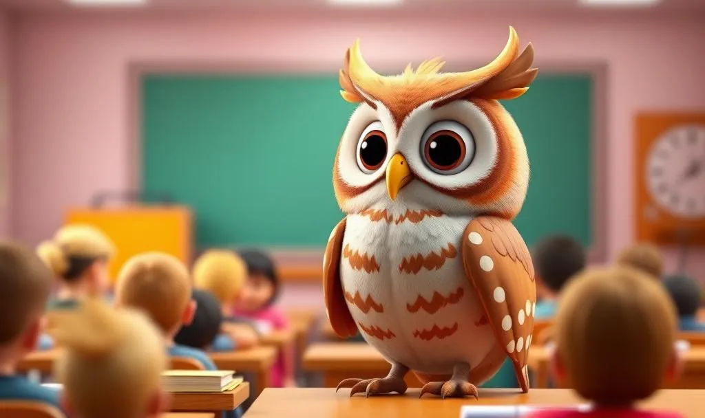 Owl teacher in a classroom